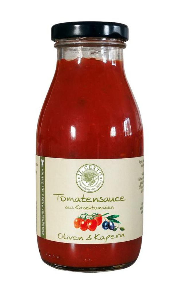 Produktfoto zu Tomatensauce mit Oliven und Ka