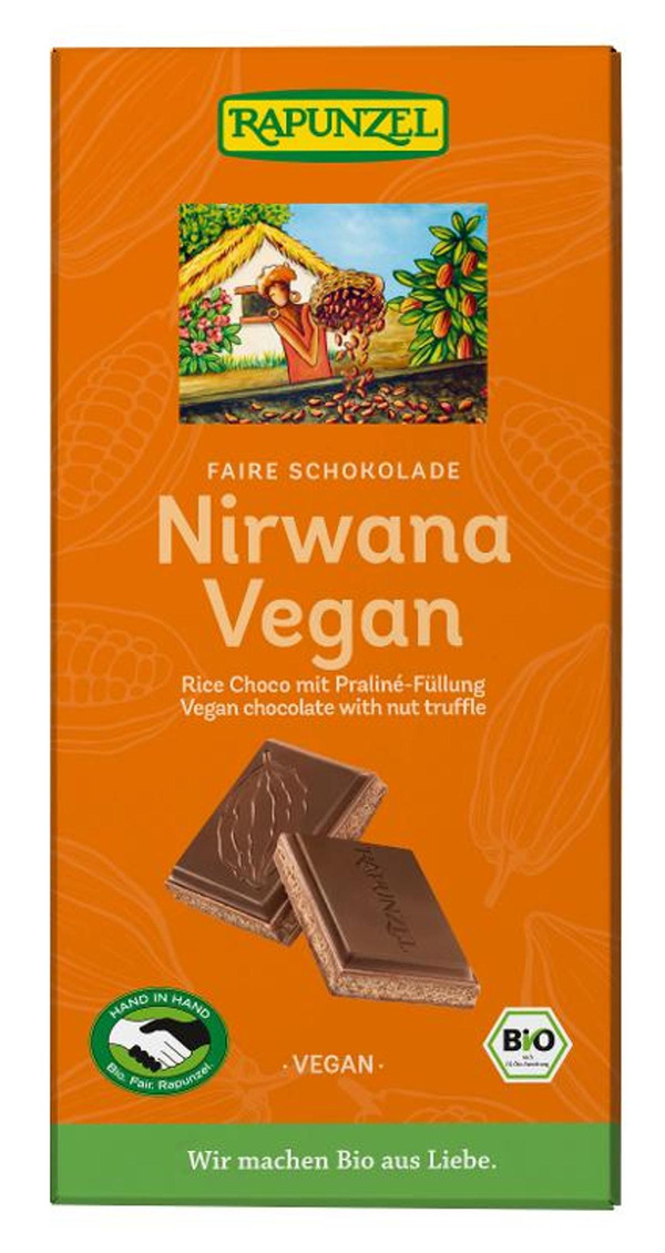 Produktfoto zu Nirwana vegane Schokolade mit Praliné-Füllung