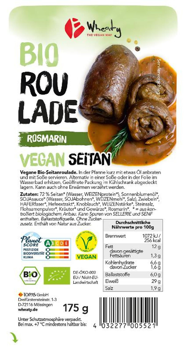 Produktfoto zu Wheaty Vegane Rosmarin-Roulade