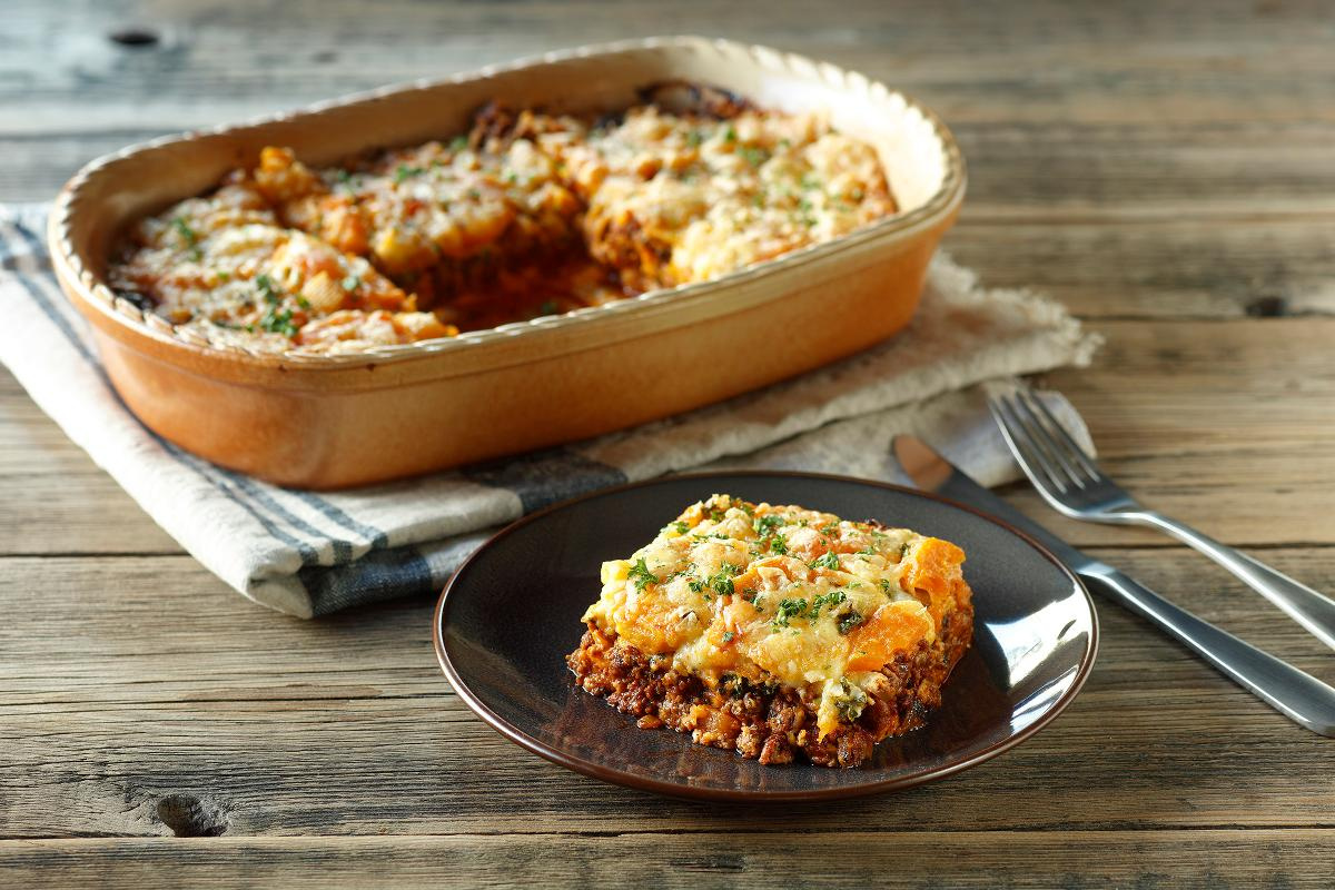 Süßkartoffel-Auflauf mit Hack