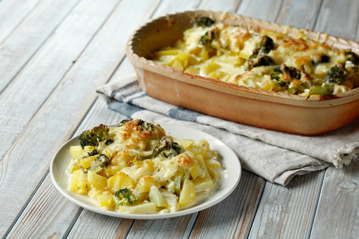 Brokkoli-Kartoffelauflauf mit Schinken