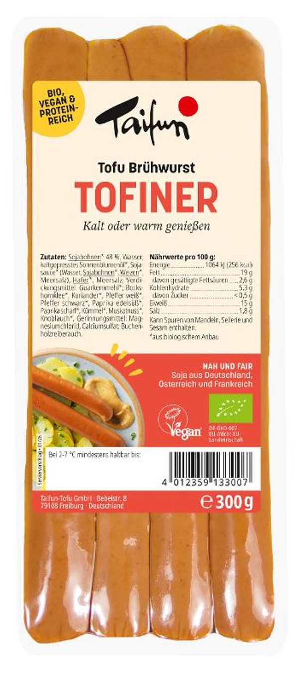 Produktfoto zu Tofiner, Tofu Wiener, Taifun