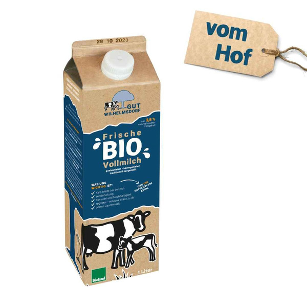 Produktfoto zu Bioland Vollmilch, 1 l Klimakarton, vom Hof