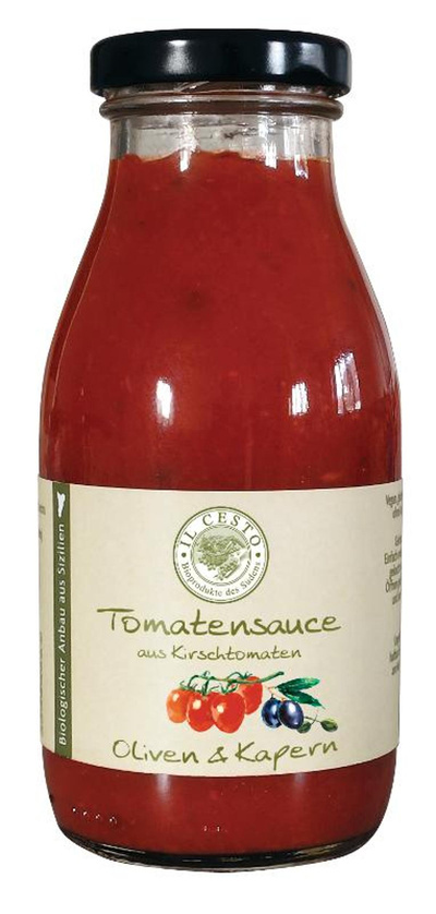 Produktfoto zu Tomatensauce mit Oliven und Kapern