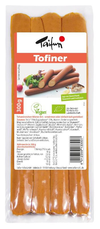 Produktfoto zu Tofiner, Tofu Wiener, Taifun