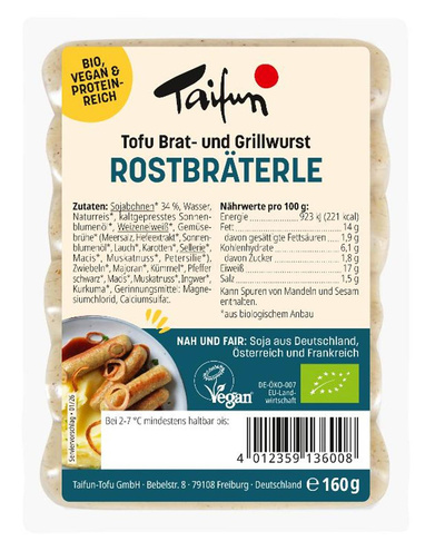 Produktfoto zu Tofu Rostbräterle Taifun