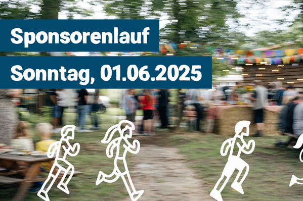 KI generiert: Sponsorenlauf am Sonntag, 01.06.2025. Menschen und Stände im Freien.