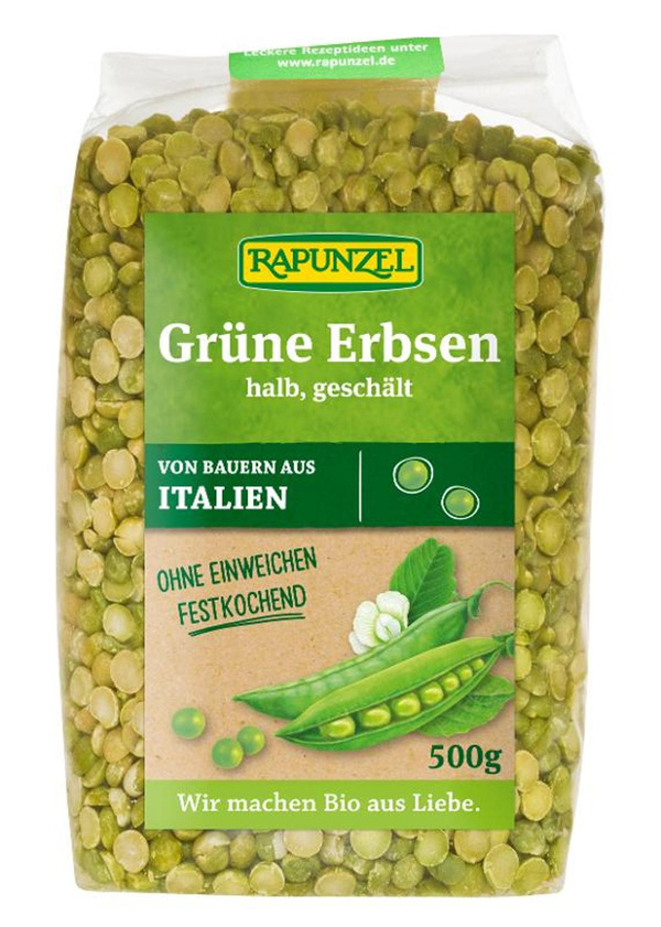 Produktfoto zu Erbsen grün, halb geschält