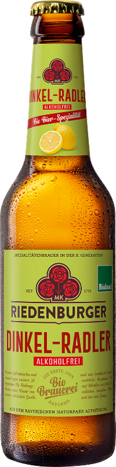 Produktfoto zu Riedenburger Dinkel Radler alkoholfrei 10 x 0,33 l