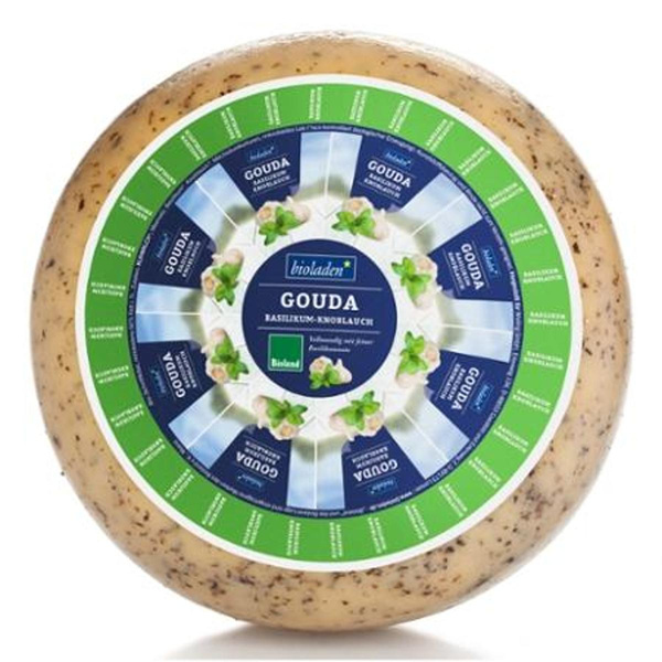 Produktfoto zu Gouda Basilikum Knoblauch, halber Laib