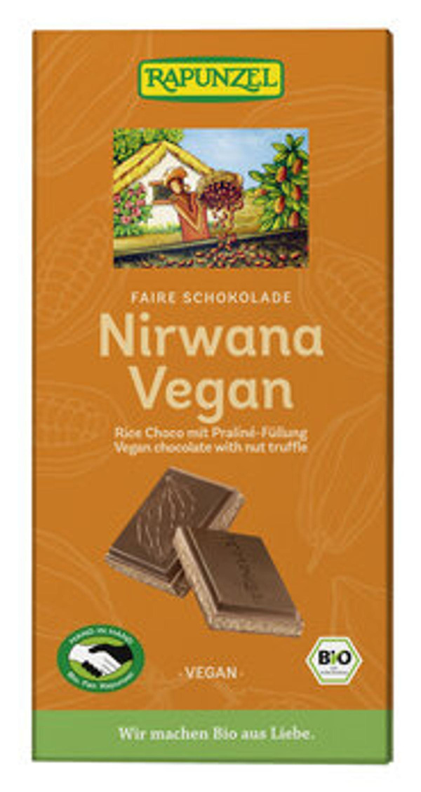 Produktfoto zu Nirwana vegane Schokolade mit Praliné-Füllung
