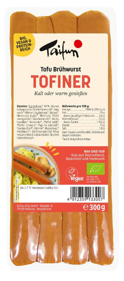 Produktfoto zu Tofiner, Tofu Wiener, Taifun