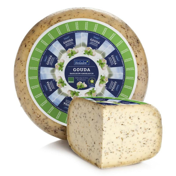 Produktfoto zu Gouda Basilikum Knoblauch, halber Laib