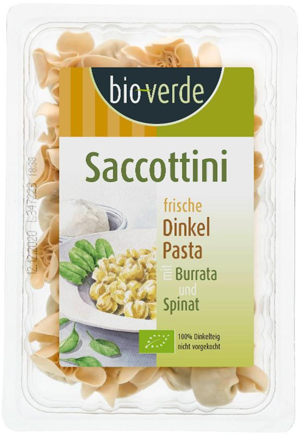 Produktfoto zu Dinkel Saccottini m. Burrata u.Spinat