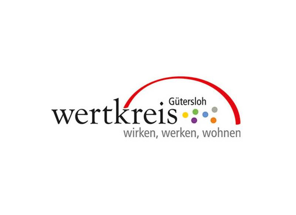 KI generiert: Das Bild zeigt das Logo von "wertkreis Gütersloh" mit dem Slogan "wirken, werken, wohnen" und bunten Punkten über dem Schriftzug. Es symbolisiert eine Organisation oder ein Unternehmen in Gütersloh.