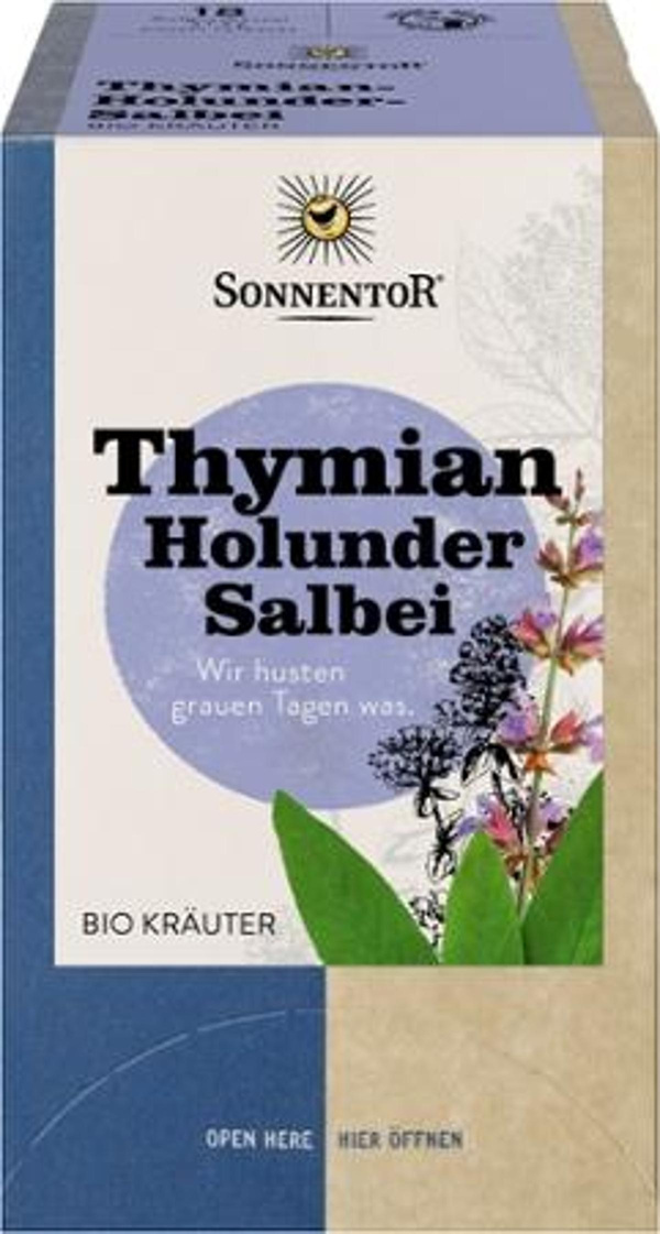 Produktfoto zu Thymian Holunder Salbei Tee im Teebeutel