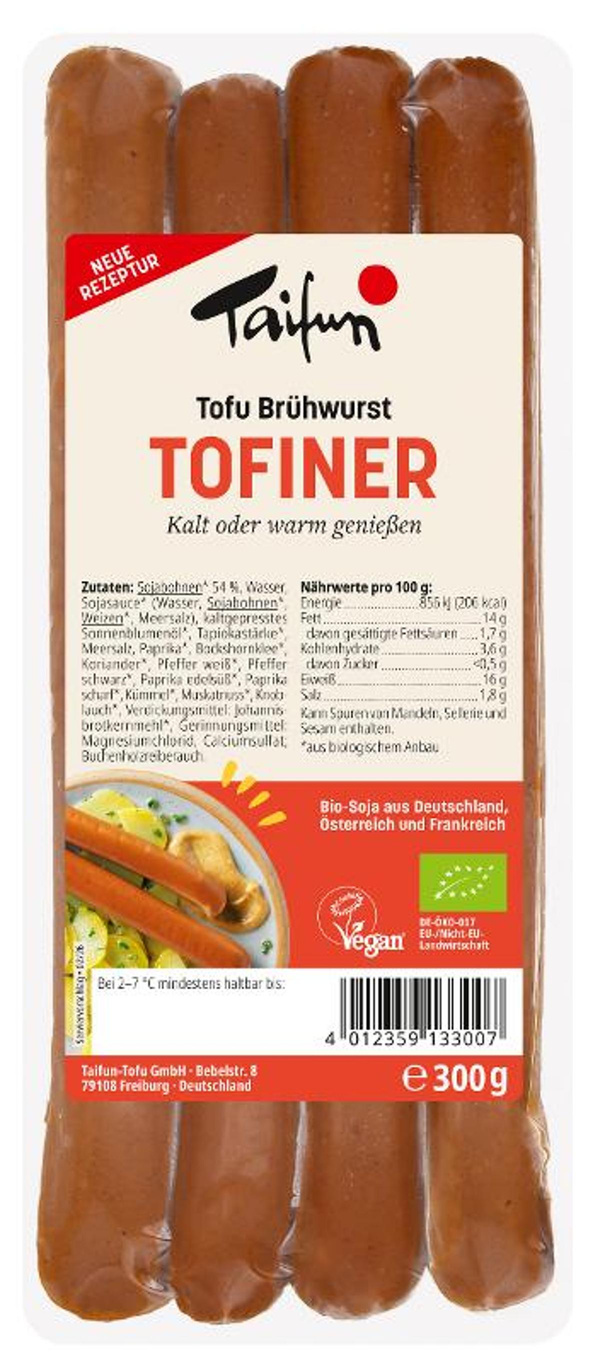Produktfoto zu Tofiner, Tofu Wiener, Taifun