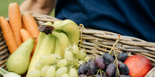 Wilhelmsdorfer Büroobstkorb mit Bananen, Trauben, Äpfel und Möhren