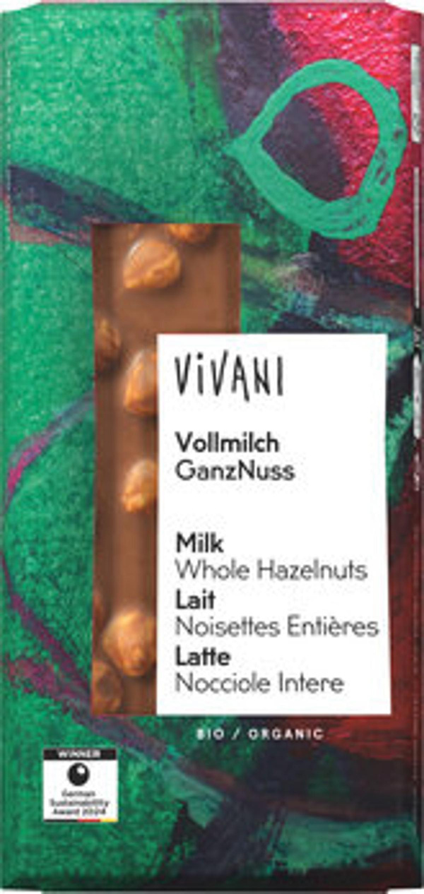 Produktfoto zu Schokolade Vollmilch ganze Nuss
