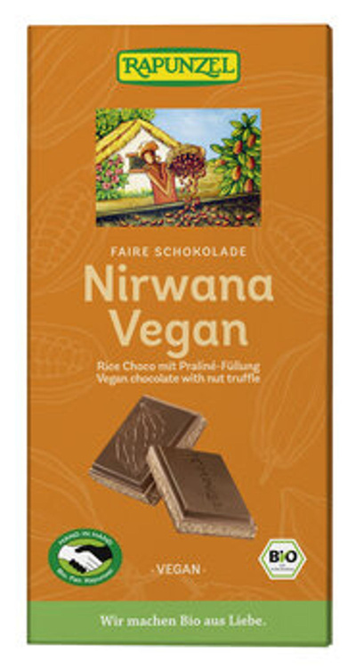 Produktfoto zu Nirwana vegane Schokolade mit Praliné-Füllung