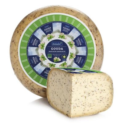 Produktfoto zu Gouda Basilikum Knoblauch, halber Laib