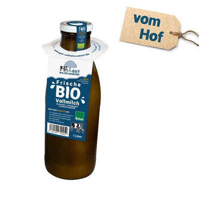 Produktfoto zu Bioland Vollmilch, 1 l Glasflasche, vom Hof